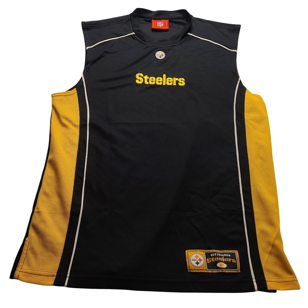 NFL Pittsburgh Steelers Sleeveless Mesh Jersey Tank Top Black Gold Me's Medium